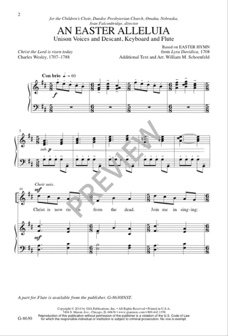 An Easter Alleluia Unison Choir scores gallery preview page 3