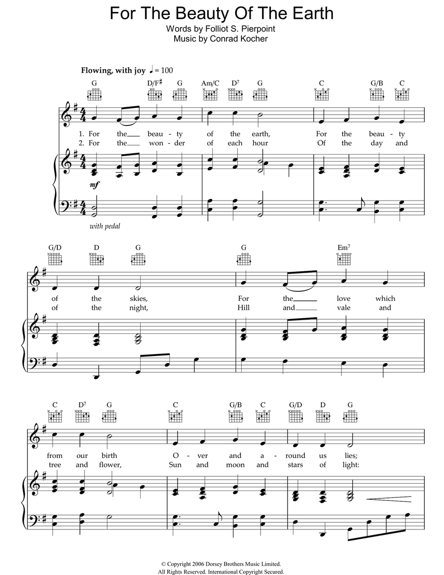 For The Beauty Of The Earth Guitar scores gallery preview page 1