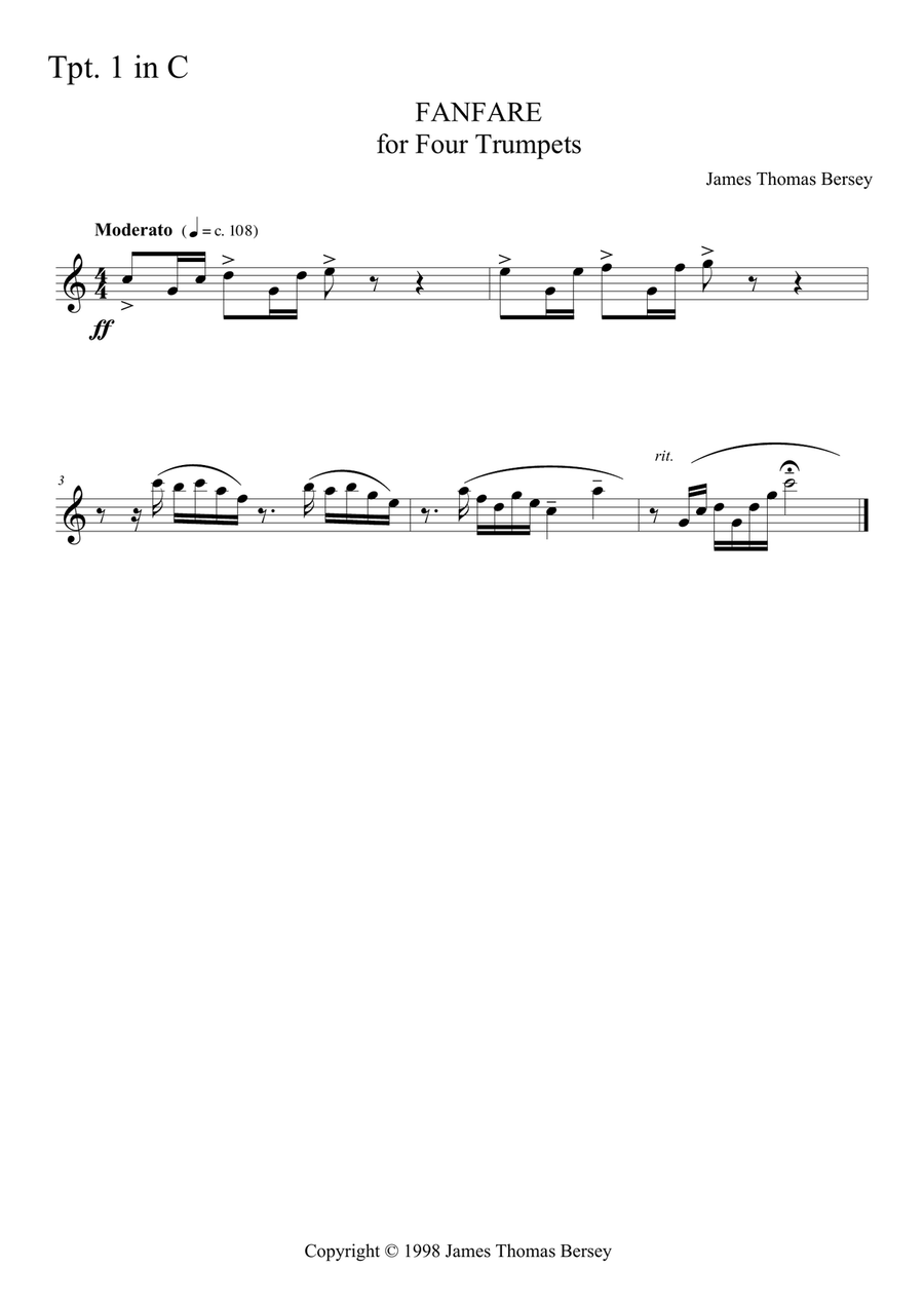 Fanfare (for 4 Trumpets in C) Brass Quartet scores gallery preview page 3