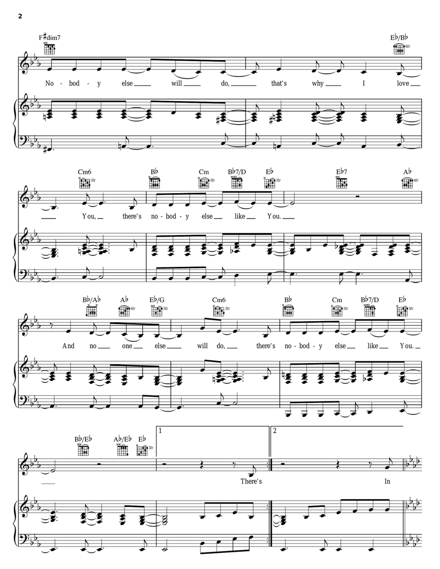 Nobody Else Like You Piano, Vocal, Guitar scores gallery preview page 2
