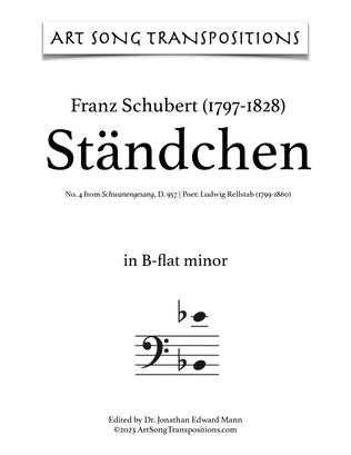 Book cover for SCHUBERT: Ständchen, D. 957 no. 4 (transposed to B-flat minor, bass clef)