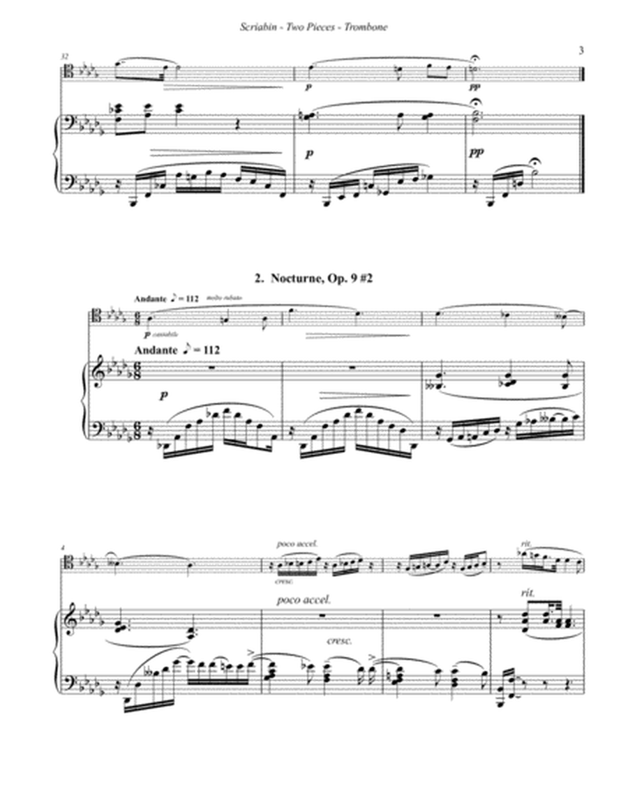 Two Pieces Opus 9 - Prélude and Nocturne for Trombone and Piano