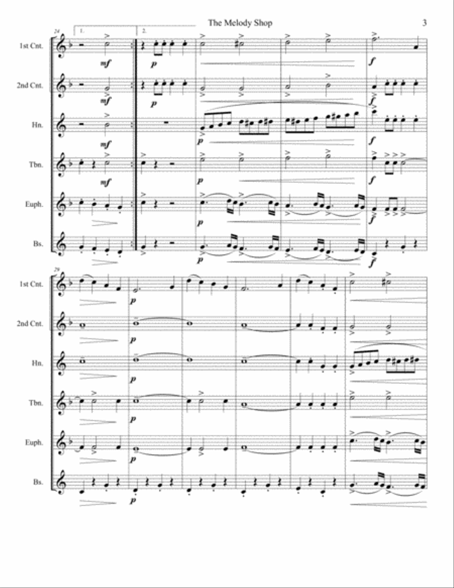 Melody Shop March for Brass Sextet Brass Ensemble scores gallery preview page 3
