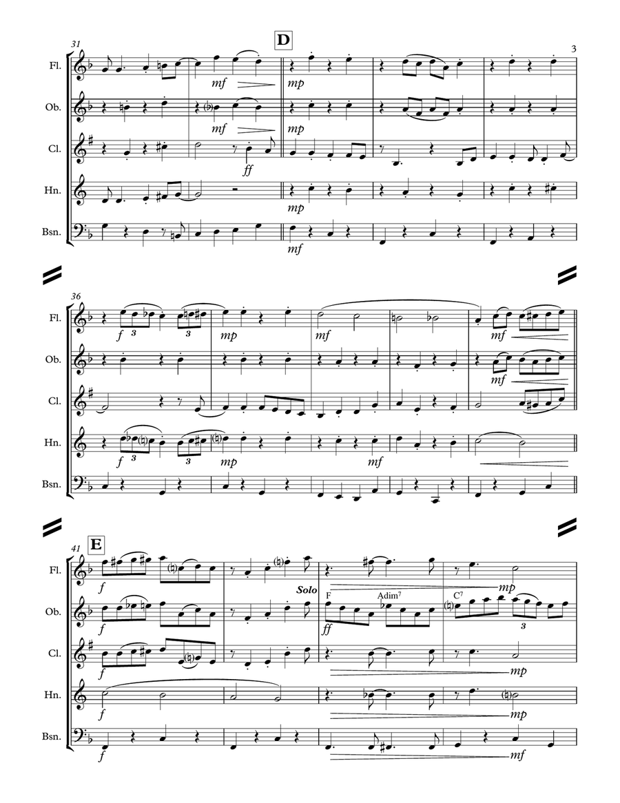 A Holly Jolly Christmas Woodwind Quintet scores gallery preview page 4