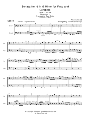 Book cover for Vivaldi, A. - Sonata No. 6 Mvt. 2 for Two Cellos
