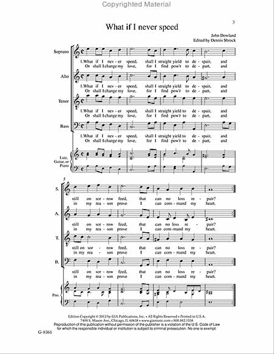 Three Dowland Part Songs 4-Part scores gallery preview page 2