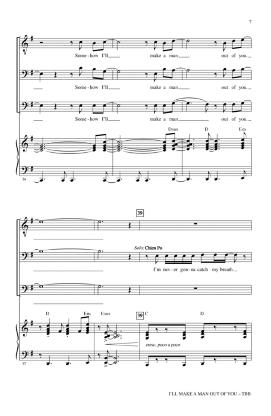 I'll Make A Man Out Of You (from Mulan) (arr. Roger Emerson) 3-Part scores gallery preview page 6