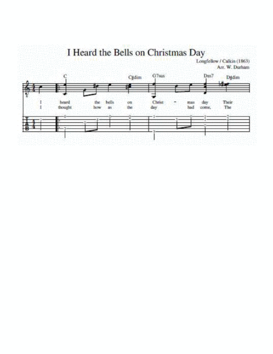 I Heard the Bells on Christmas Day - Fingerstyle Guitar - tab / notation / lyrics image number null