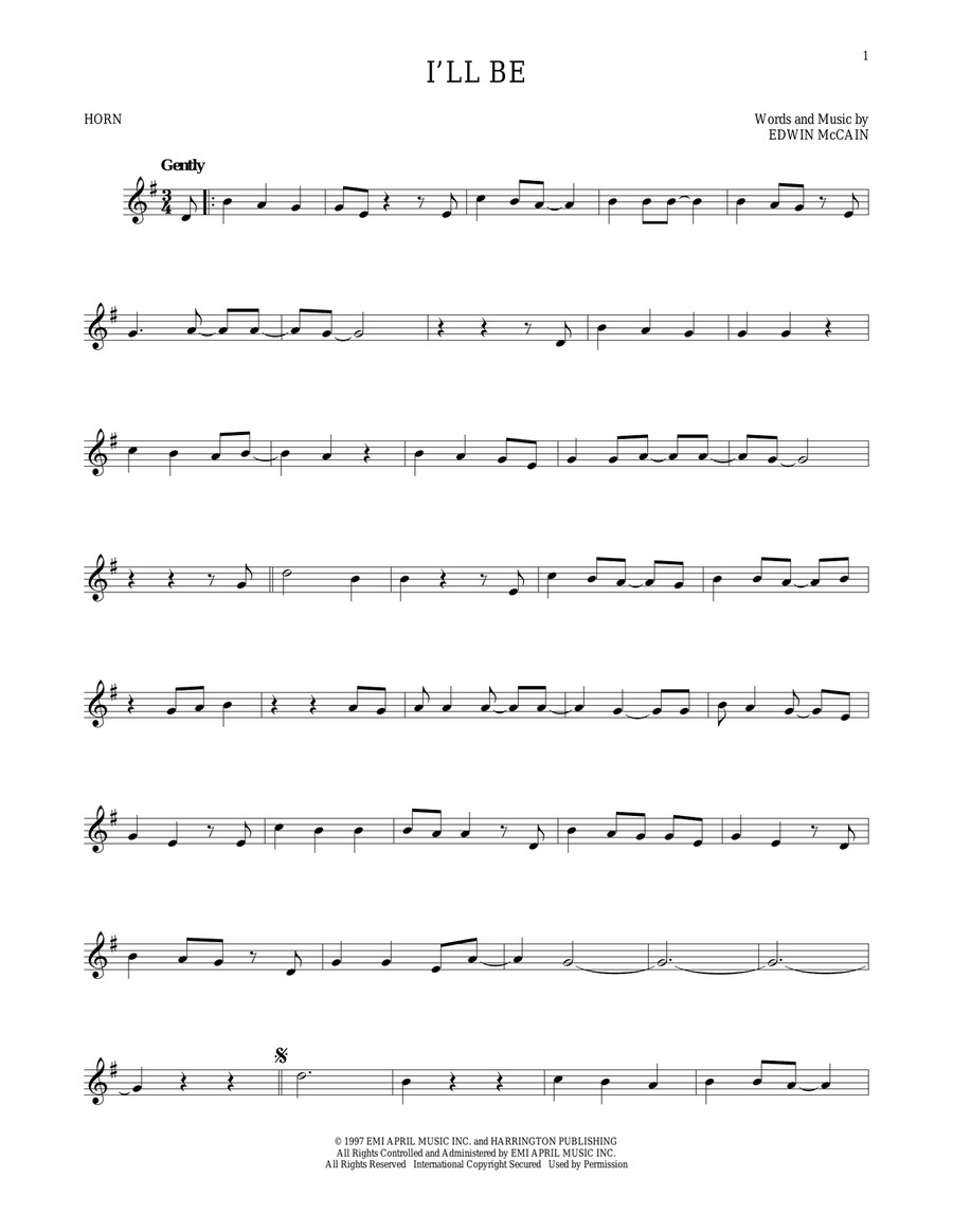 I'll Be Horn Solo scores gallery preview page 1