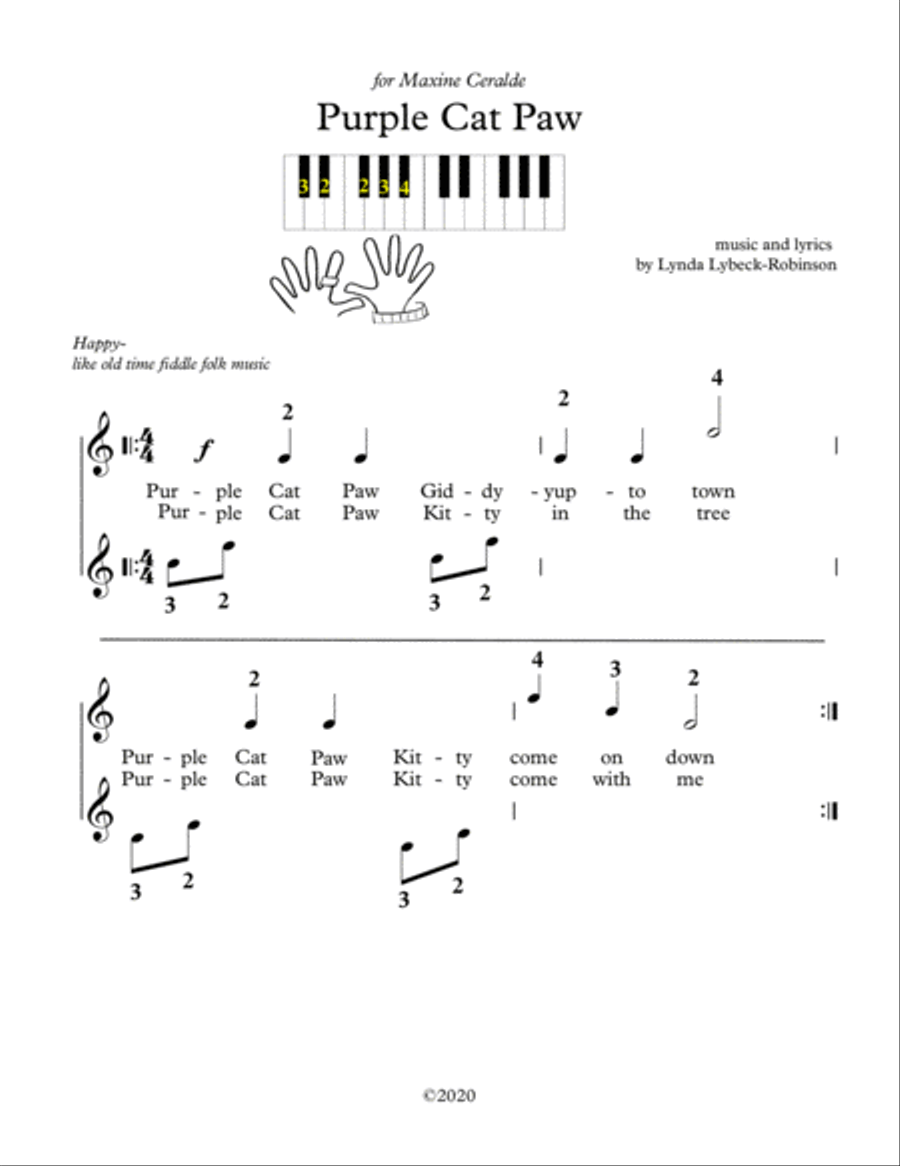Purple Cat Paw Easy Piano scores gallery preview page 2