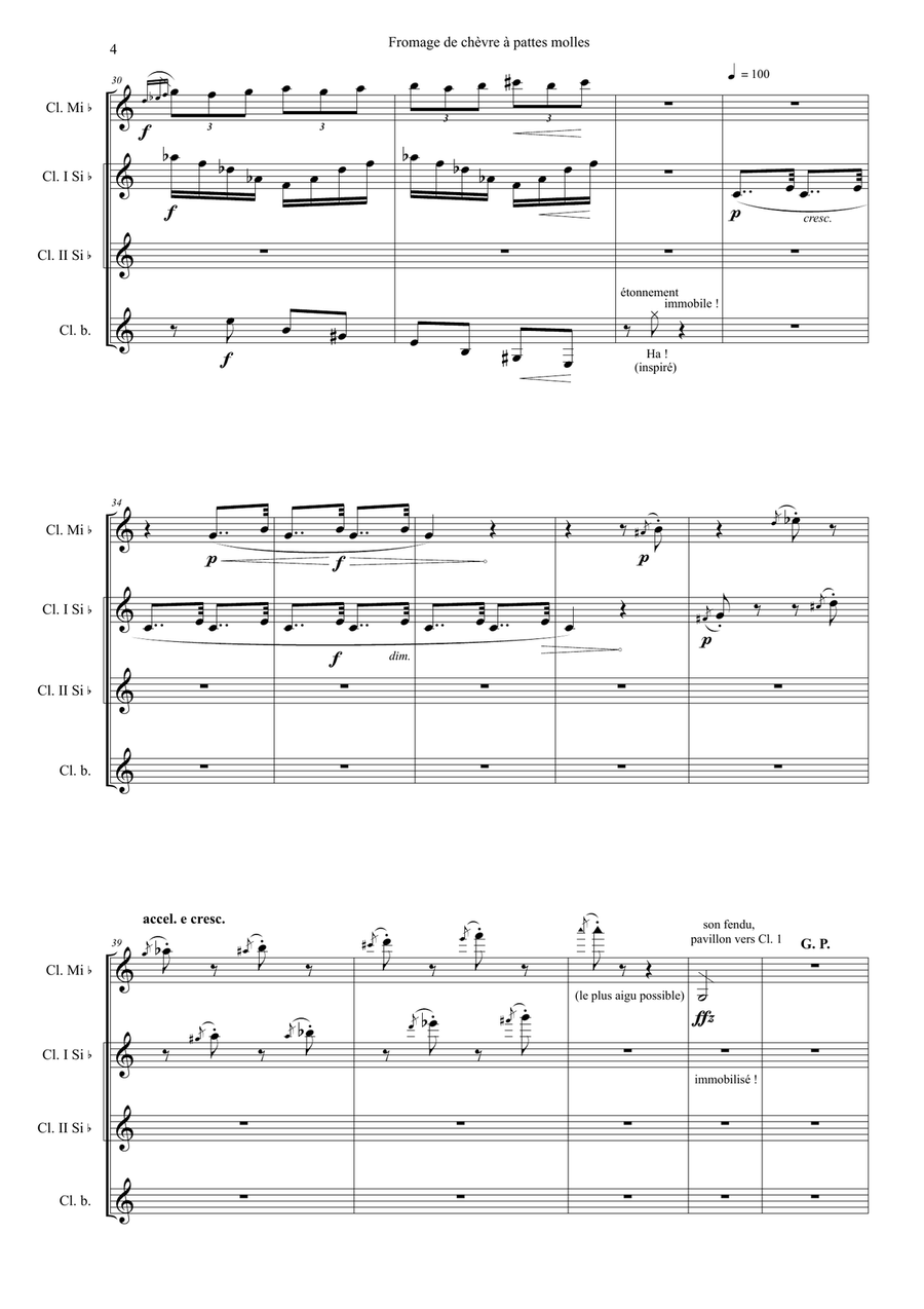 Claricatures, for clarinet quartet - score