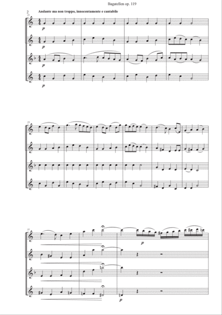 Beethoven Bagatellen op. 119 no 9,11,5,8 Woodwind Ensemble scores gallery preview page 2
