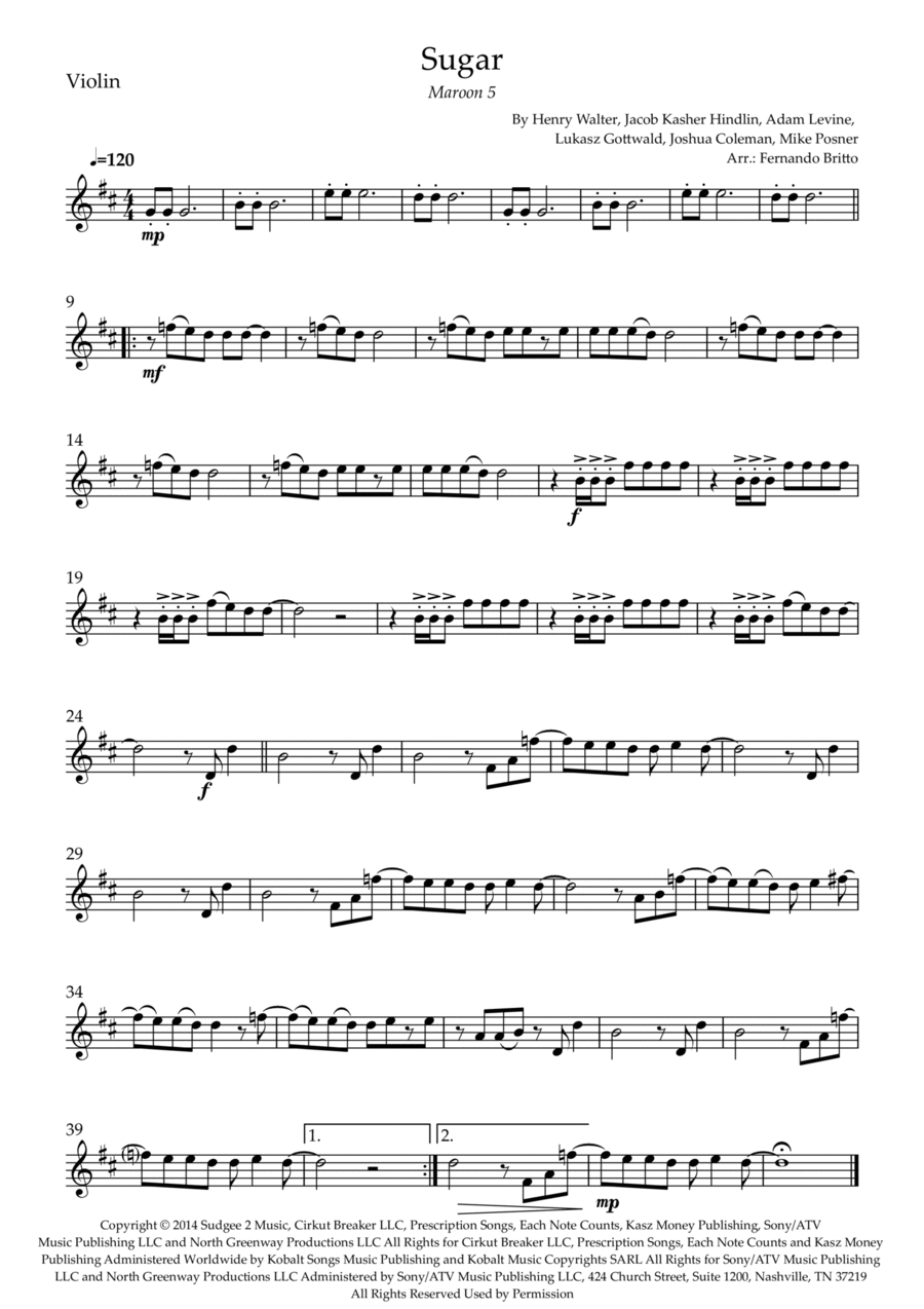 Sugar Violin Solo scores gallery preview page 1