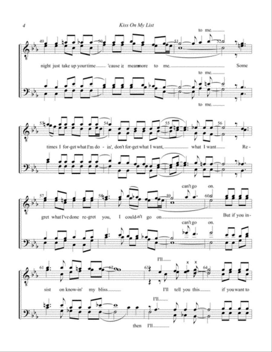 Kiss On My List TTBB scores gallery preview page 4