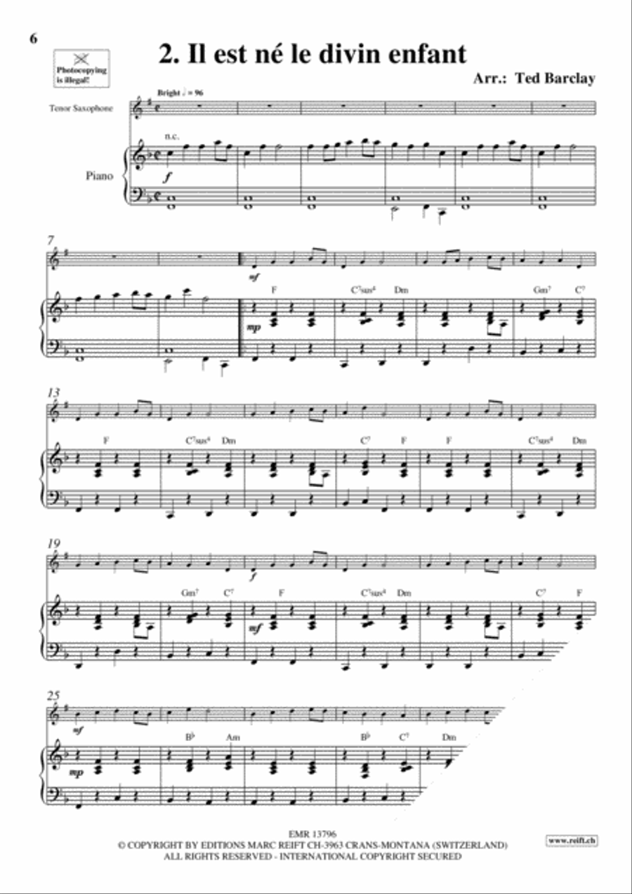 10 Easy Christmas Solos Tenor Saxophone scores gallery preview page 4