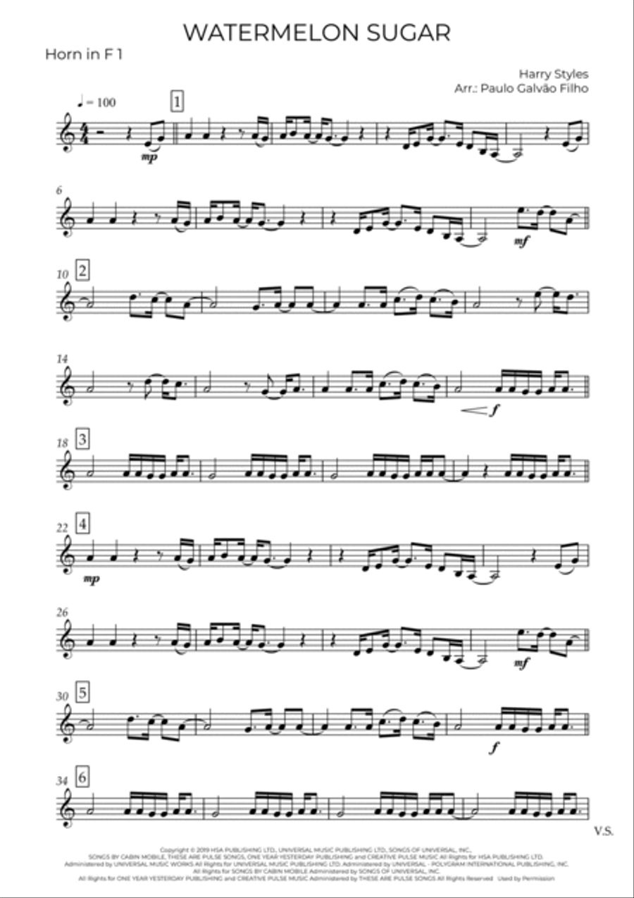 Watermelon Sugar Brass Ensemble scores gallery preview page 6