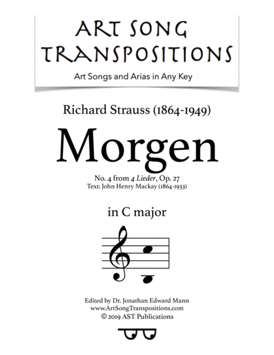 STRAUSS: Morgen, Op. 27 no. 4 (transposed to C major)