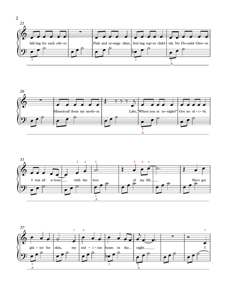 Golden Hour Easy Piano scores gallery preview page 2