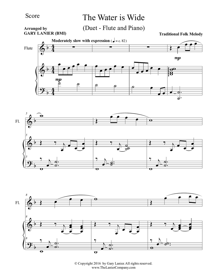 THE WATER IS WIDE (Flute & Piano with Parts) THE WATER IS WIDE (Flute & Piano with Parts) Flute Solo scores gallery preview page 2