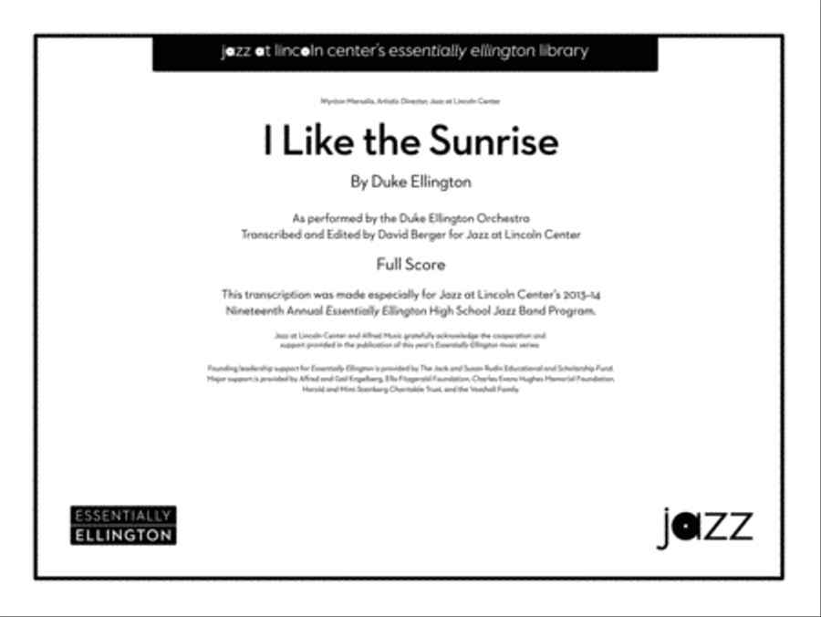 I Like the Sunrise (from the Liberian Suite): Score Jazz Ensemble scores gallery preview page 1
