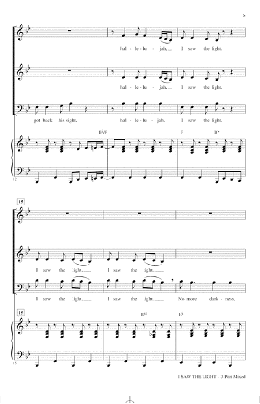 I Saw The Light (arr. Audrey Snyder) 3-Part scores gallery preview page 3