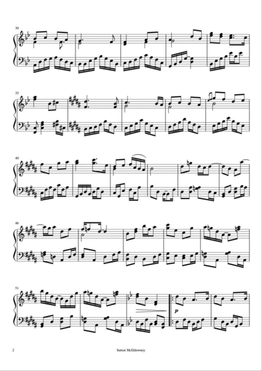 Prelude in B Flat Major Piano Solo scores gallery preview page 2