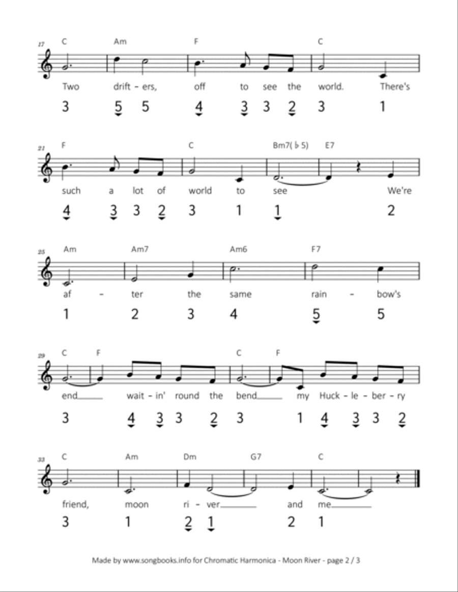 Moon River Harmonica scores gallery preview page 2