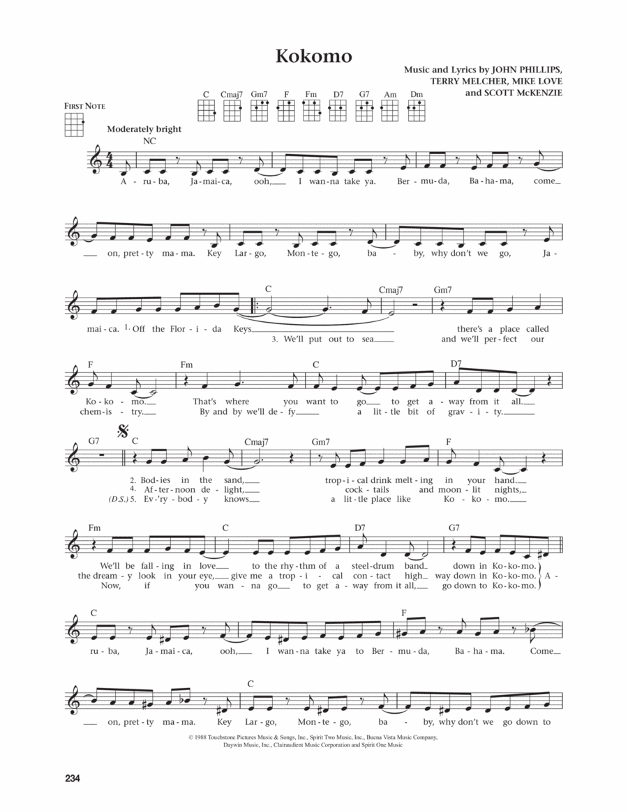 Kokomo (from The Daily Ukulele) (arr. Jim Beloff) Ukulele scores gallery preview page 1