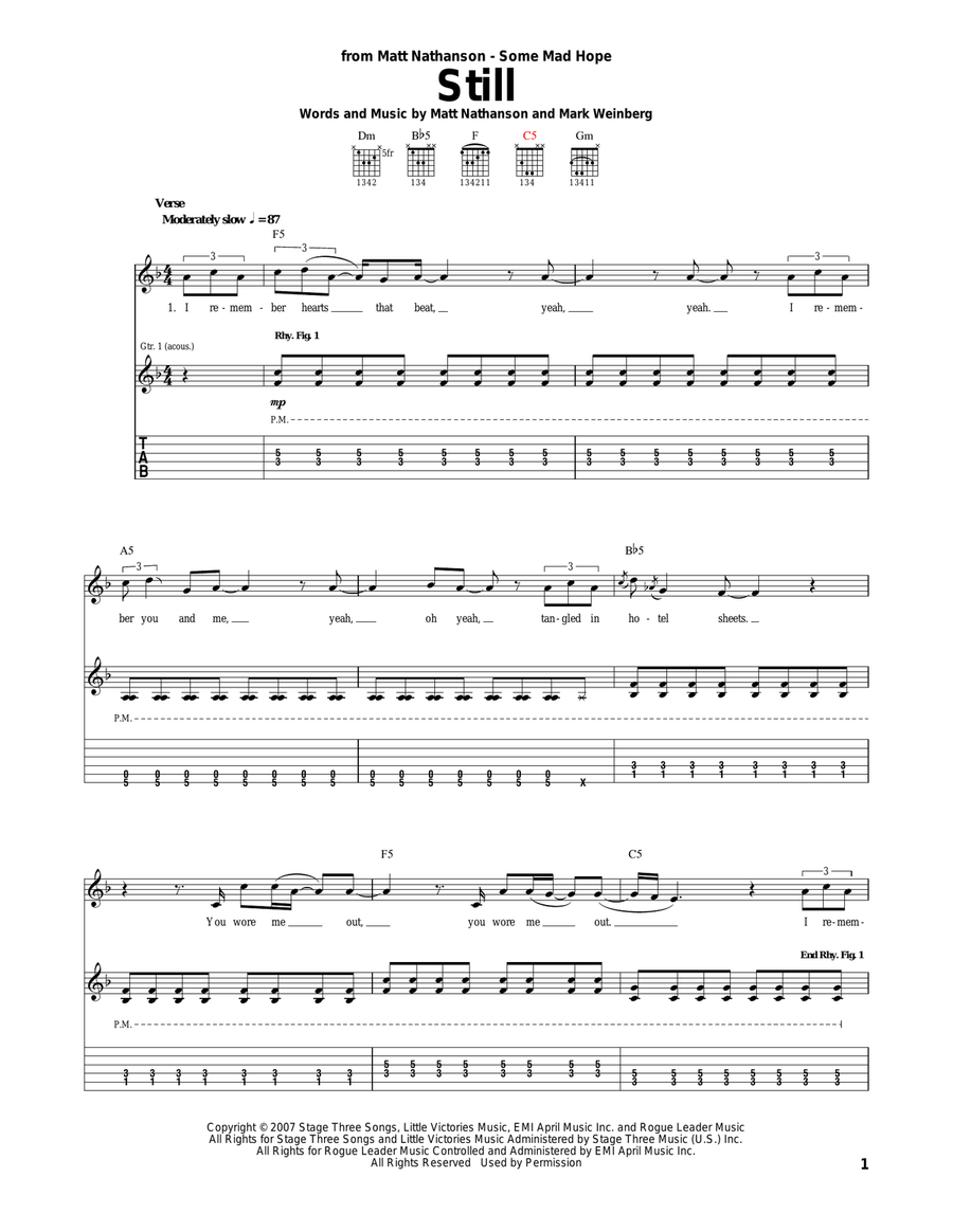 Still Still Acoustic Guitar scores gallery preview page 1