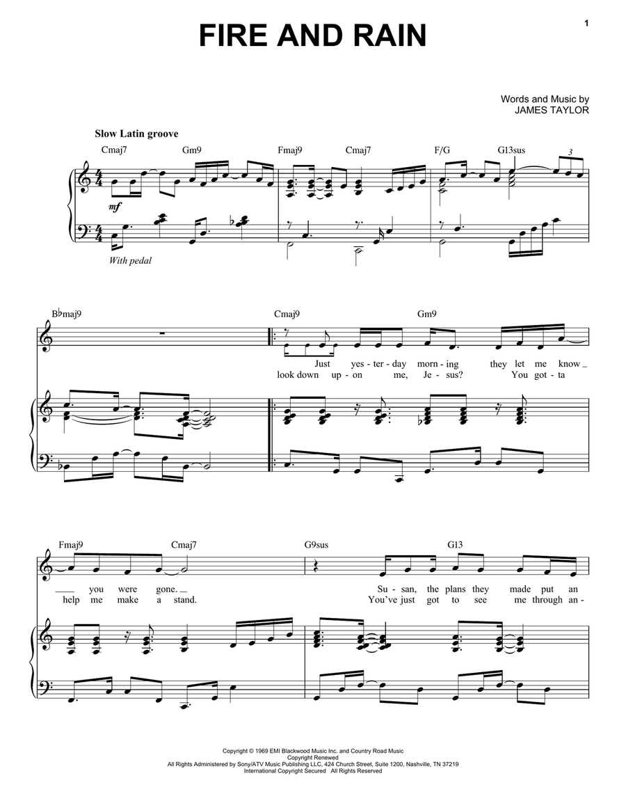 Fire And Rain [Jazz version] (arr. Brent Edstrom) High Voice scores gallery preview page 1