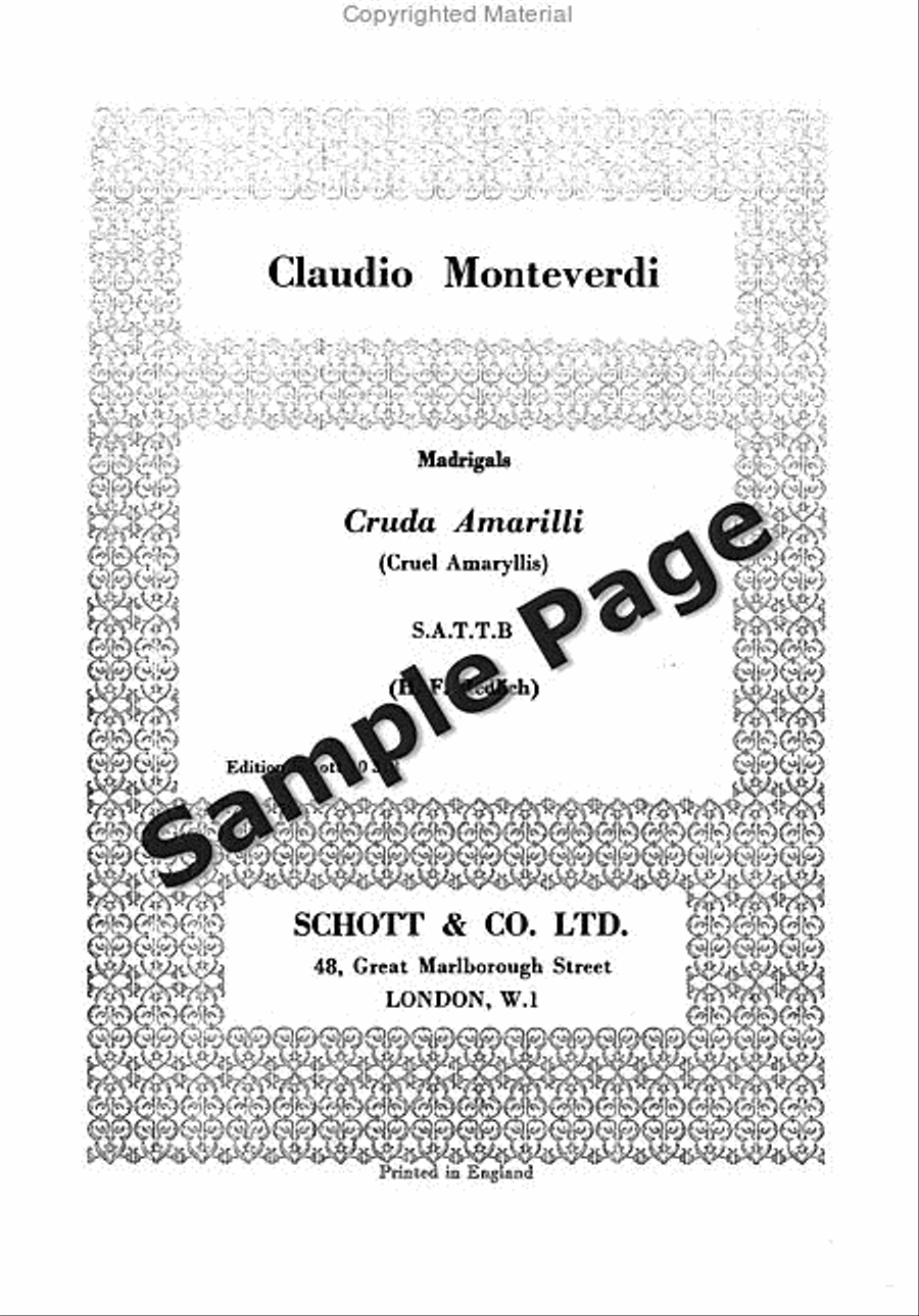 Monteverdi Cruda Amarilli Satt SATTB scores gallery preview page 2