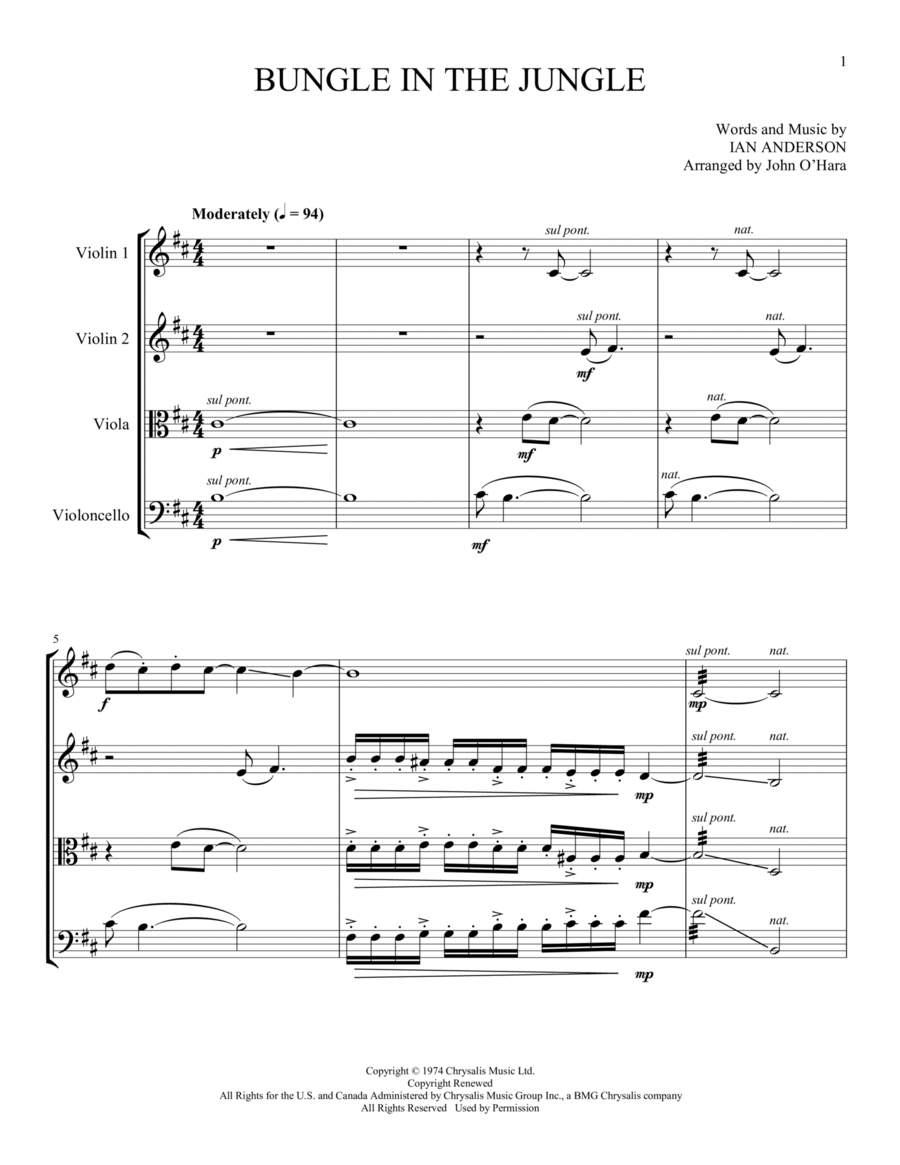Bungle (arr. John O'Hara) - Conductor Score (Full Score) String Quartet scores gallery preview page 1