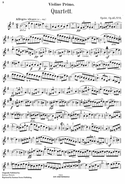 Quartett fur 2 Violinen, Viola, Violoncell, Op. 45, no. 2.