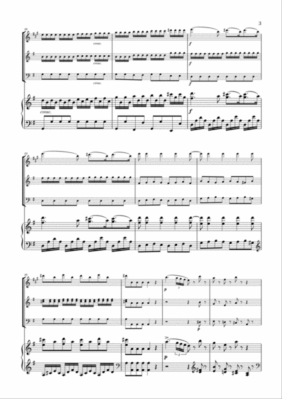 Eine Kleine Nachtmusik for Clarinet, Violin, Cello and Piano Acoustic Guitar scores gallery preview page 3