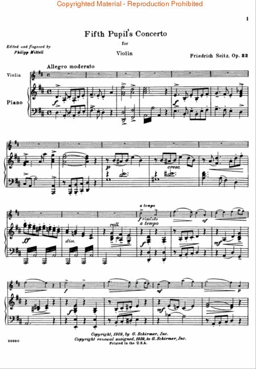 Pupil's Concerto No. 5 in D, Op. 22 Orchestra scores gallery preview page 3