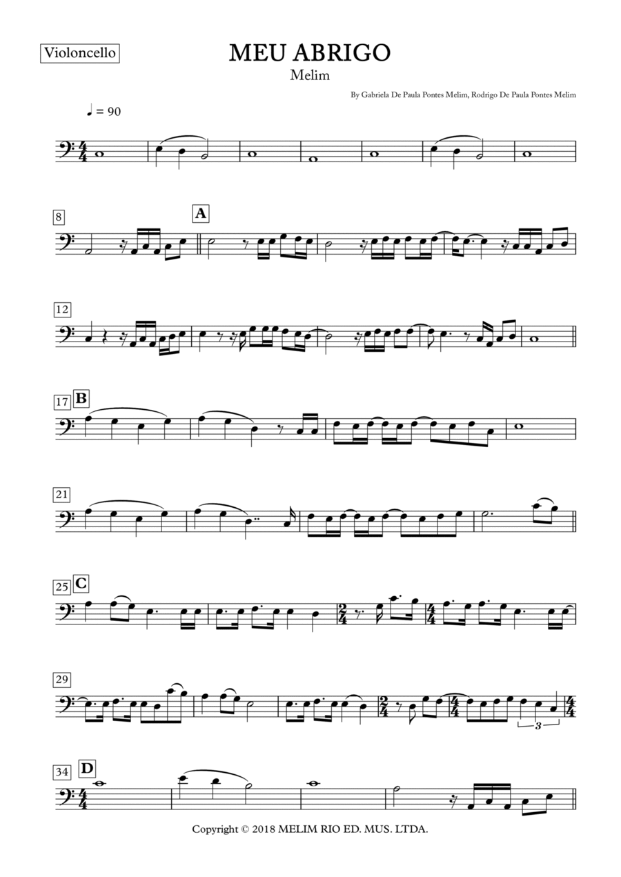 Meu Abrigo Cello Solo scores gallery preview page 1