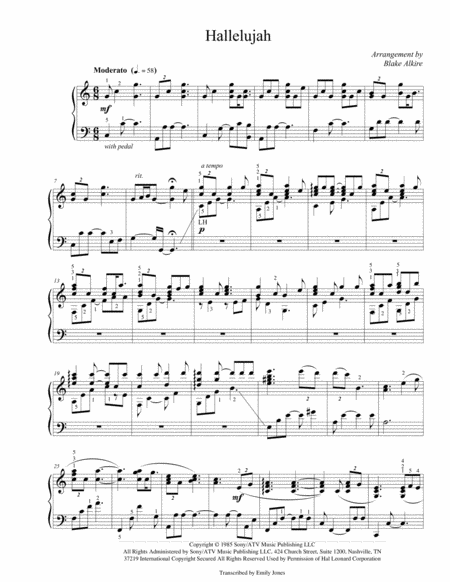 Hallelujah (Advanced Piano Arrangement)