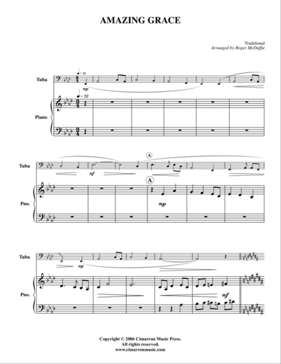 Amazing Grace Tuba scores gallery preview page 1