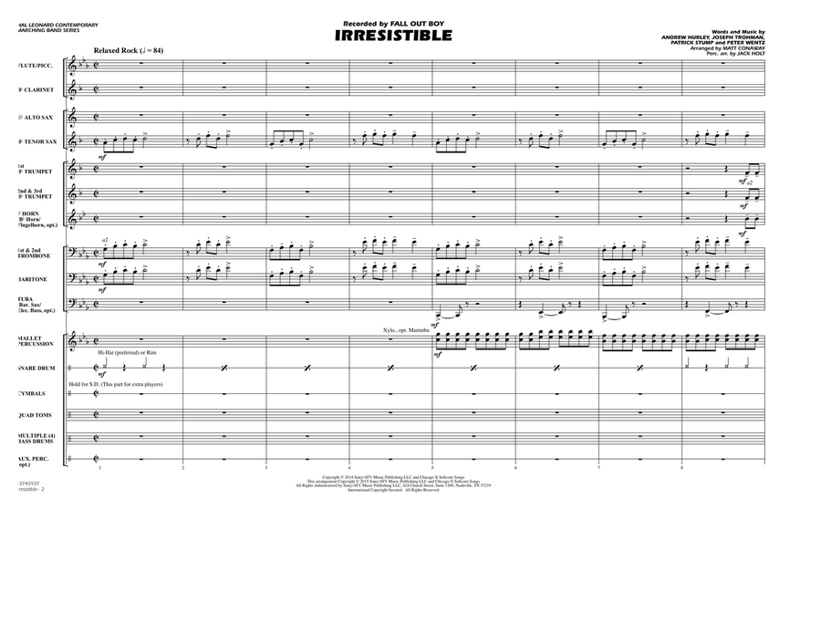 Irresistible - Conductor Score (Full Score) Marching Band scores gallery preview page 2