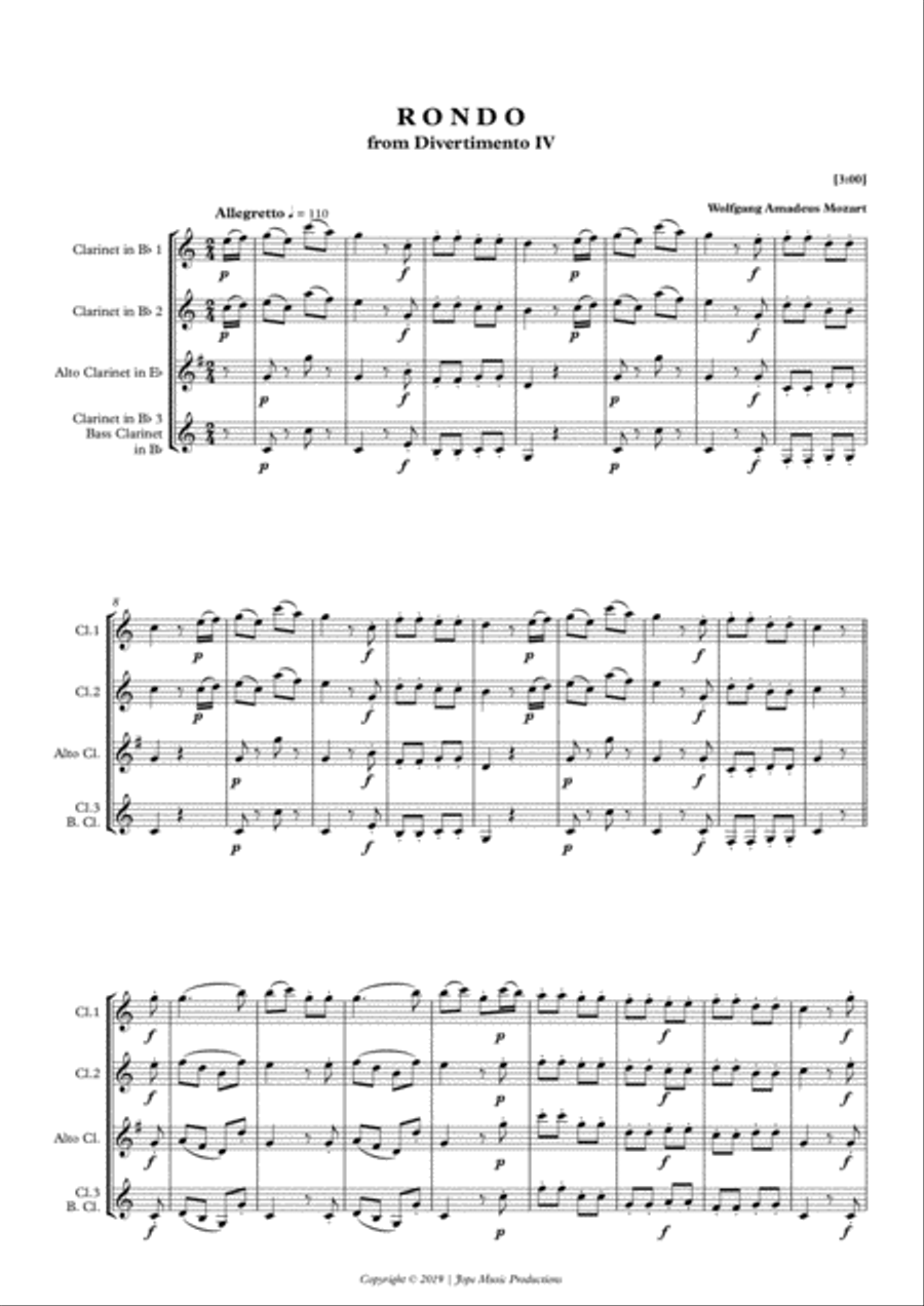 Rondo from Divertimento IV - W.A. Mozart Small Ensemble scores gallery preview page 2