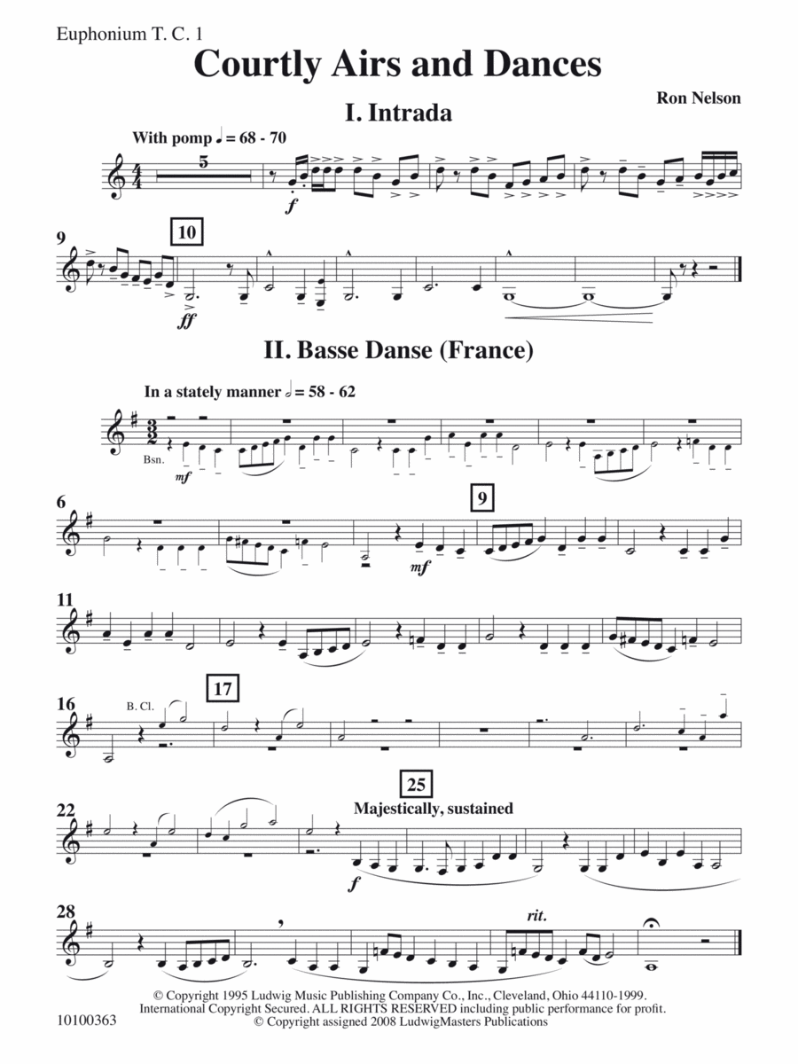 Courtly Airs and Dances - Bb Euphonium 1 T.C. Concert Band scores gallery preview page 1