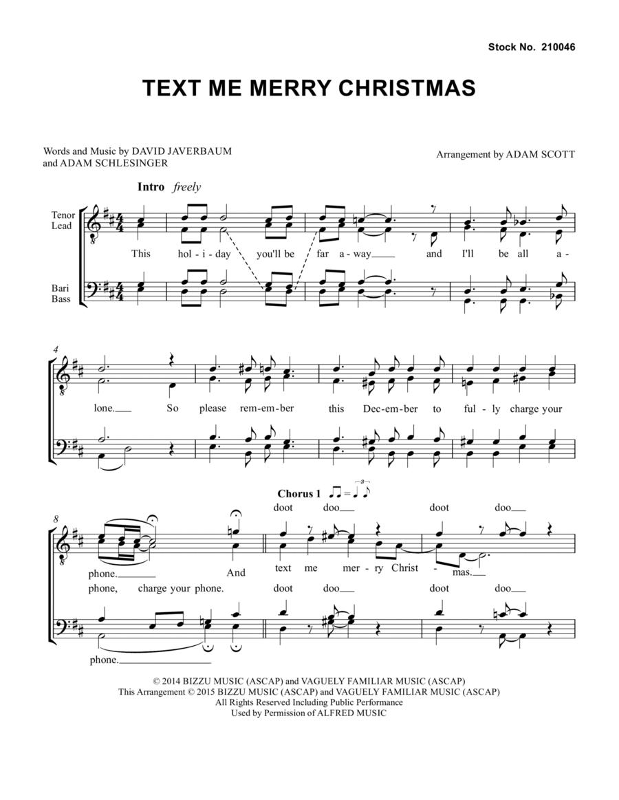 Text Me Merry Christmas (arr. Adam Scott) TTBB scores gallery preview page 1