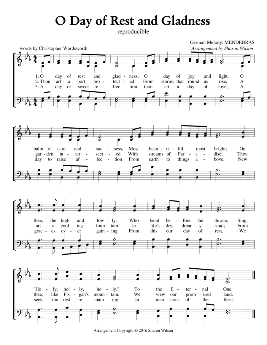 O Day of Rest and Gladness (Sabbath Celebration) High Voice scores gallery preview page 1