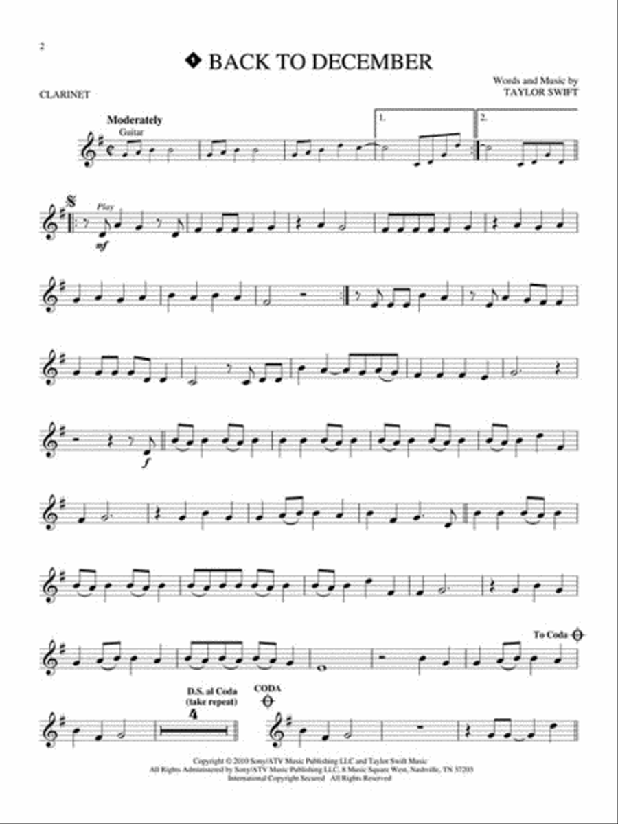 Taylor Swift – 2nd Edition Clarinet Solo scores gallery preview page 3