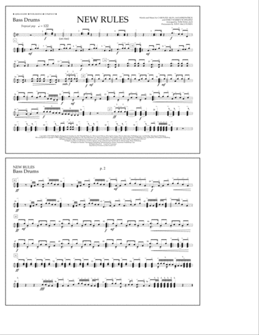New Rules - Bass Drums Marching Band scores gallery preview page 1