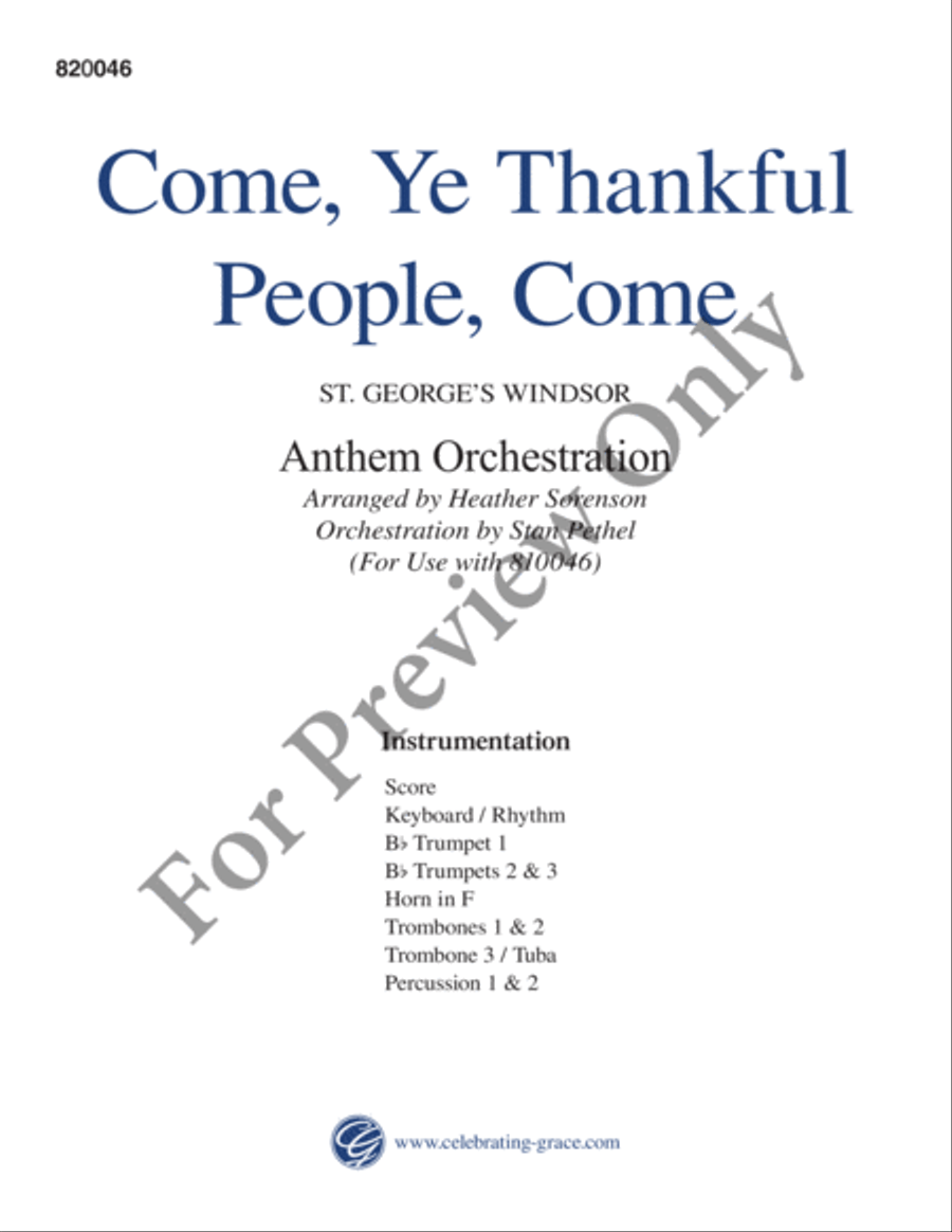 Come, Ye Thankful People, Come Orchestraton Brass Ensemble scores gallery preview page 2