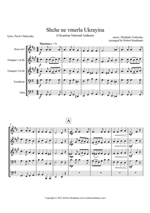 Shche ne vmerla Ukrayina (Ukrainian National Anthem) - BRASS QUINTET - Score & Parts inc.