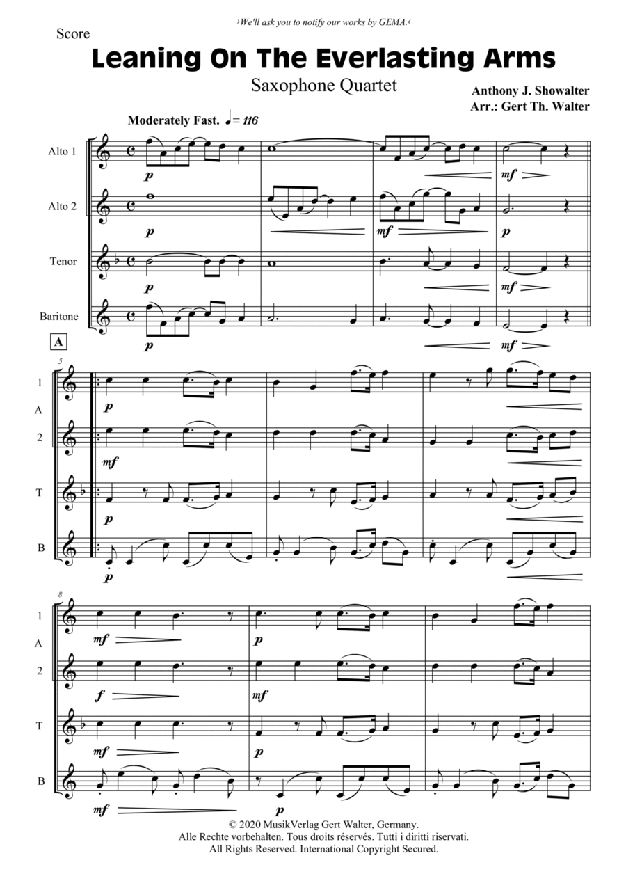 Leaning On The Everlasting Arms Woodwind Quartet scores gallery preview page 1
