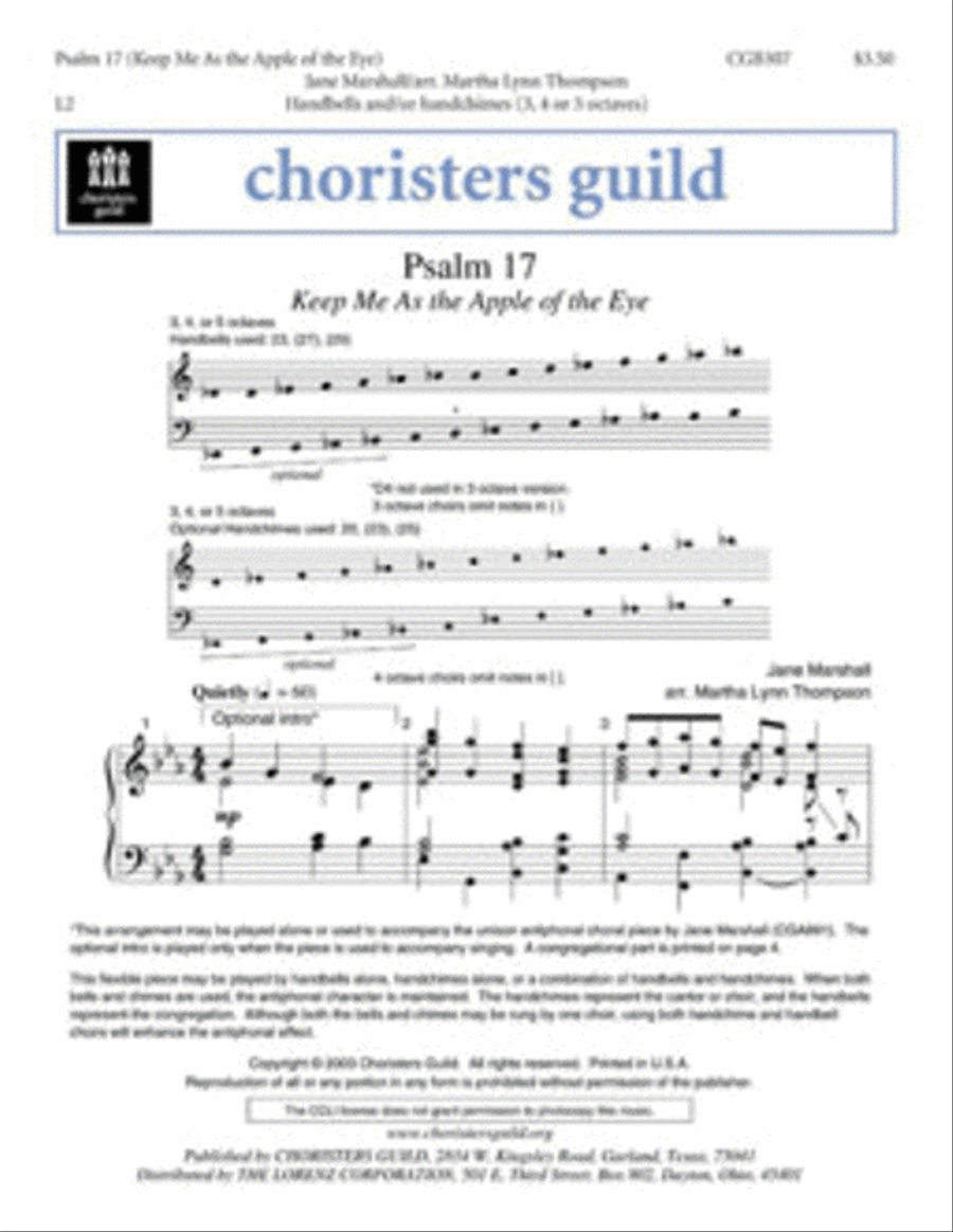 Psalm 17 Handbell Choir scores gallery preview page 1