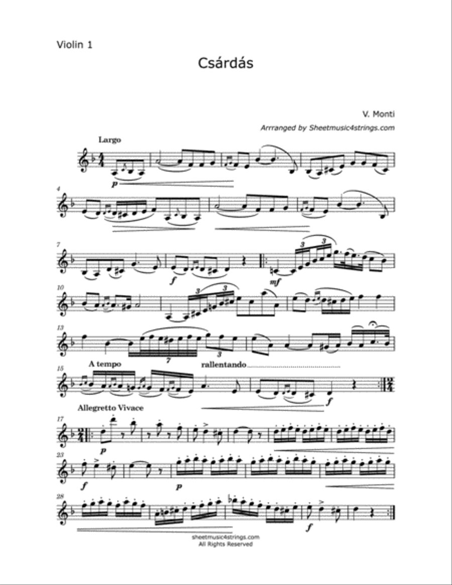 Monti, V. - Czardas for two Violins String Duet scores gallery preview page 5